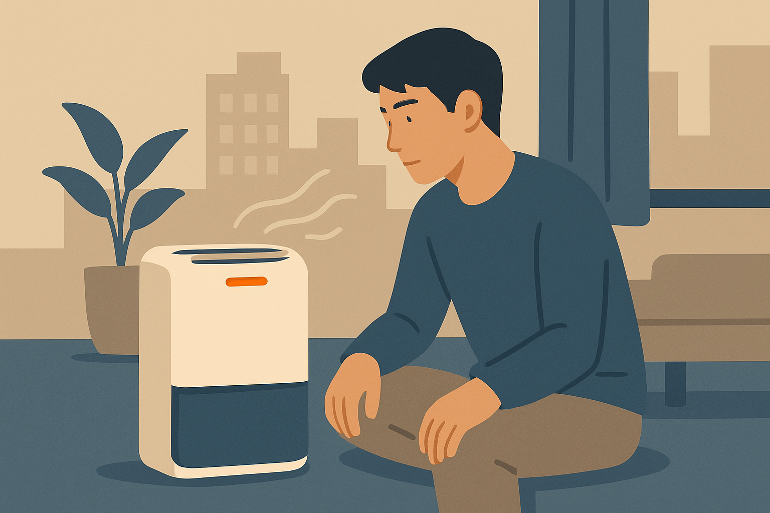 部屋で稼働する除湿機